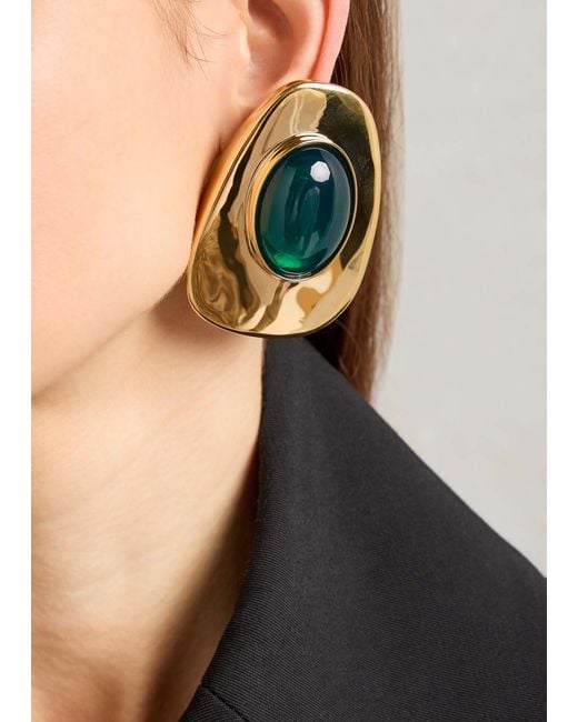 Saint Laurent Blue Cabochon Clip-On Stud Earrings