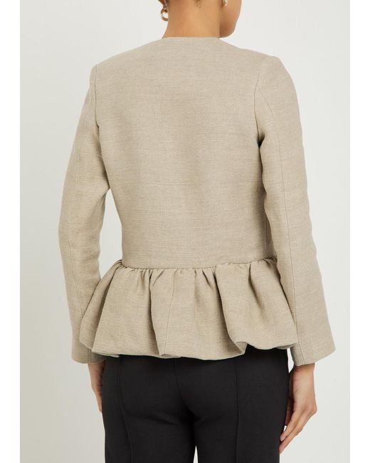 LIBEROWE Natural Peplum-Hem Linen Jacket