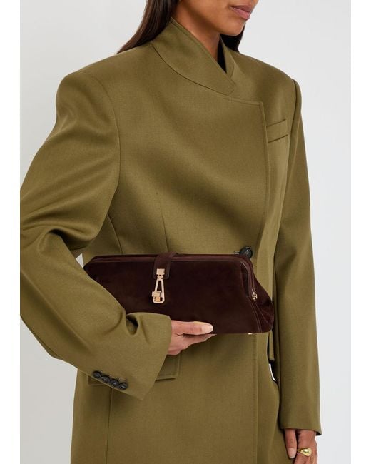 Gabriela Hearst Brown Baguette Suede Clutch Bag