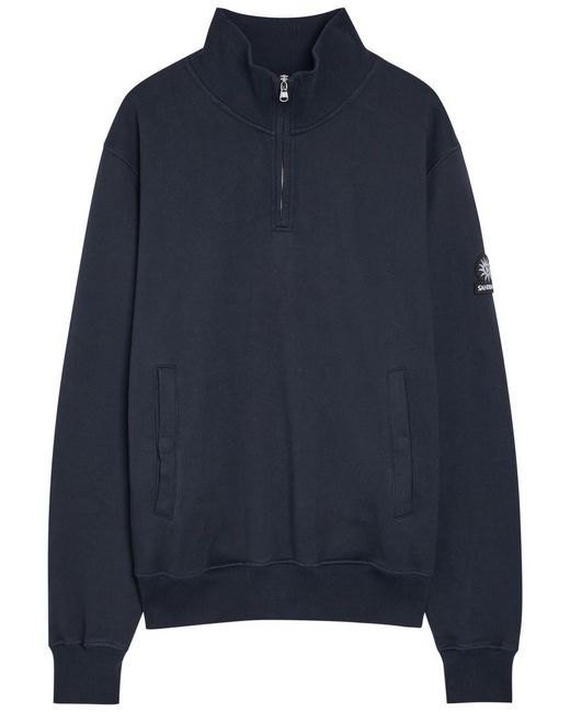 Sandbanks Blue Logo-Appliquéd Quarter-Zip Cotton Sweatshirt for men