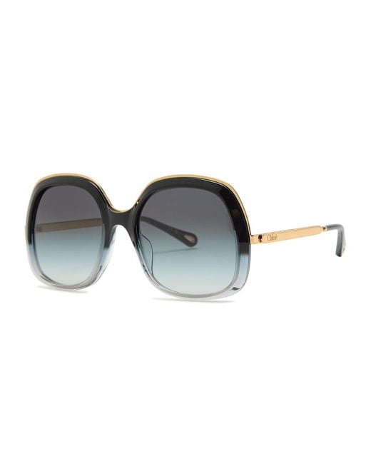 Chloé Gray Oversized Square-Frame Sunglasses