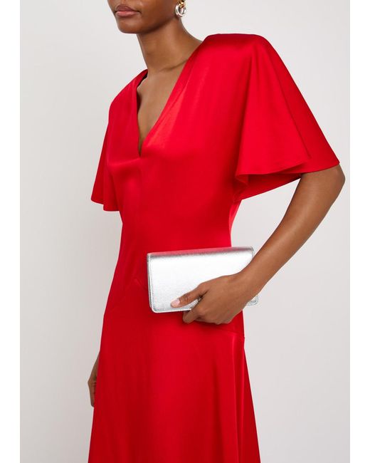 Stella McCartney Red Envers V-Neck Satin Midi Dress
