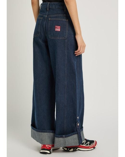 Damson Madder Blue Wylie Turn-Up Wide-Leg Jeans