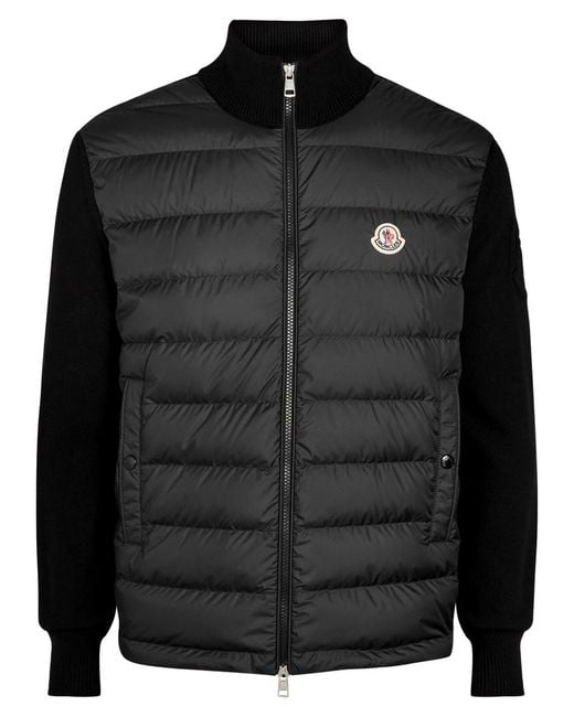 Moncler Black Quilted Cotton And Shell Jacket for men