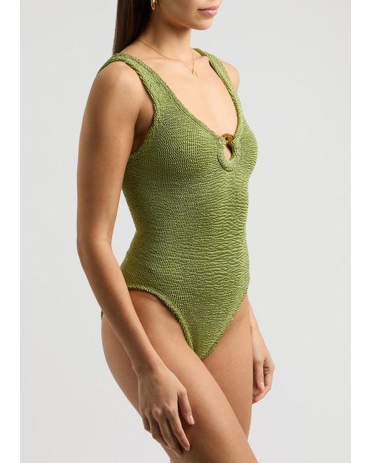 Hunza G Green Celine Seersucker Swimsuit