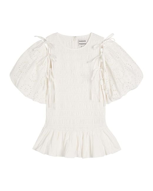 Damson Madder White Becca Broderie-Anglaise Cotton Blouse