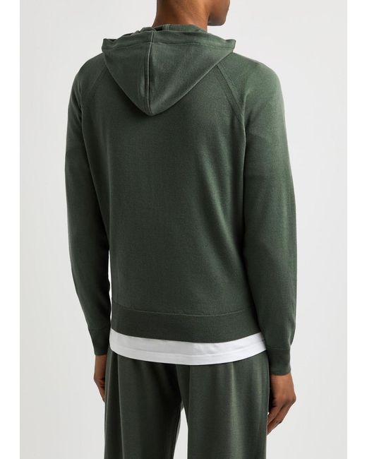 John Smedley Green Carty Hooded Wool Sweatshirt for men