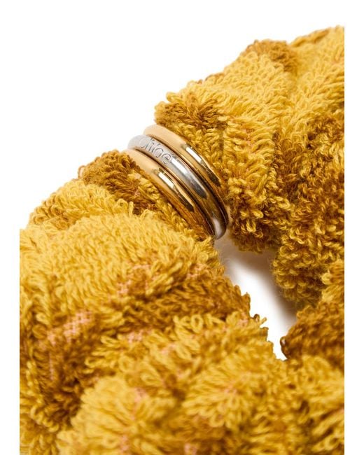 Chloé Yellow Floral-Jacquard Terry Scrunchie