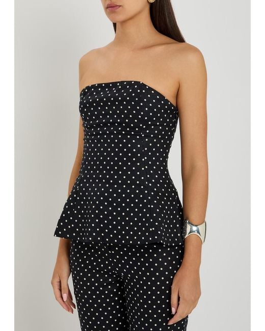 Faithfull The Brand Black Petro Polka Dot Linen Top
