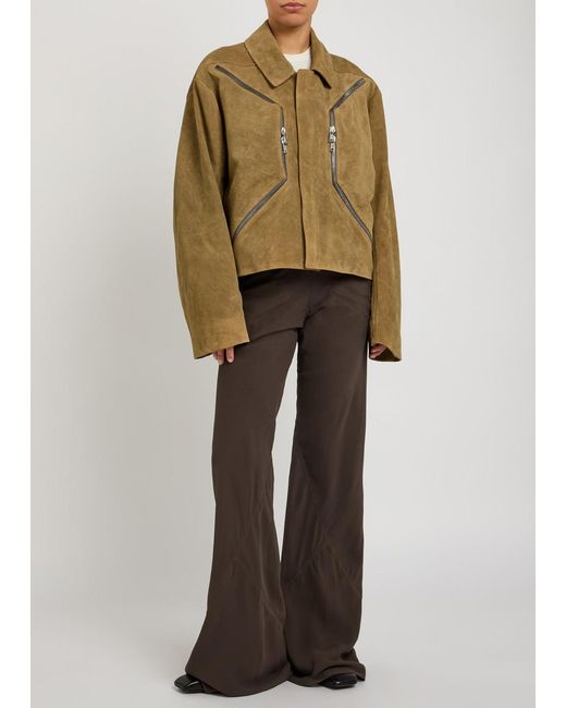 Rick Owens Green Heizer Suede Jacket
