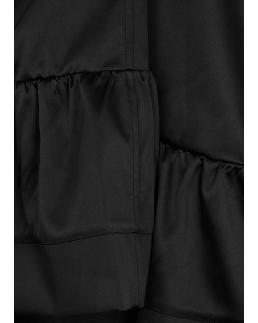 Ganni Black Peplum Satin Mini Skirt