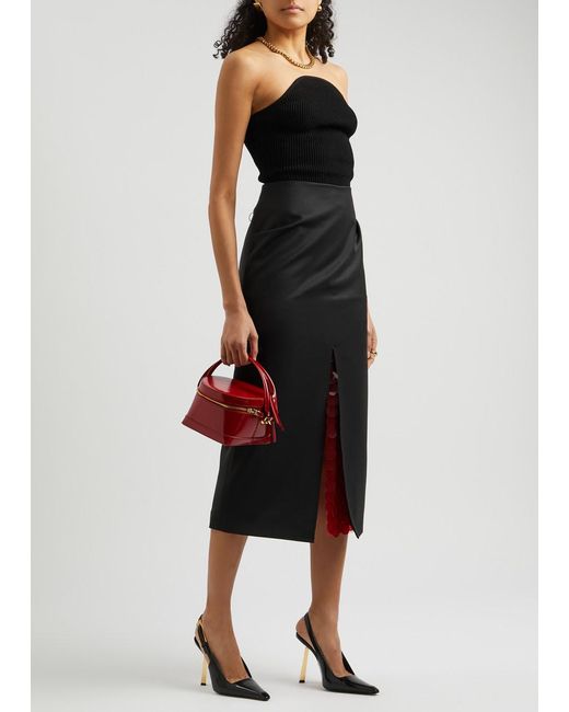 16Arlington Black Zure Layered Wool-Blend Midi Skirt
