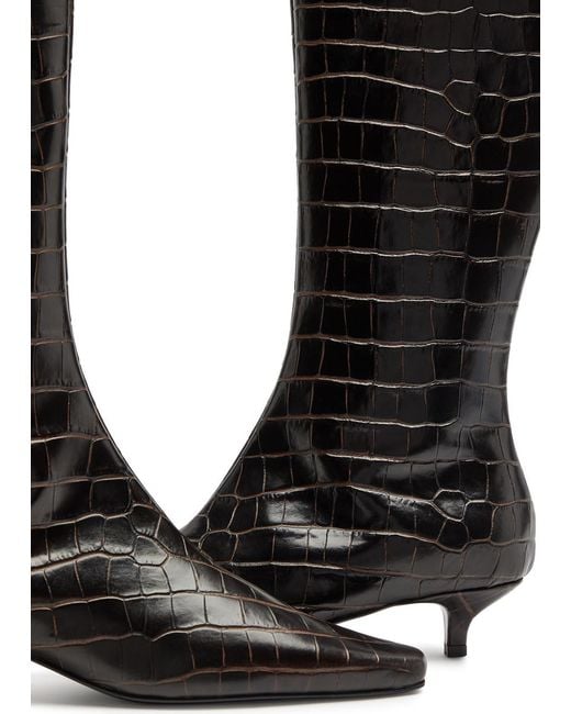 Totême Black Totême 40 Crocodile-effect Leather Knee-high Boots