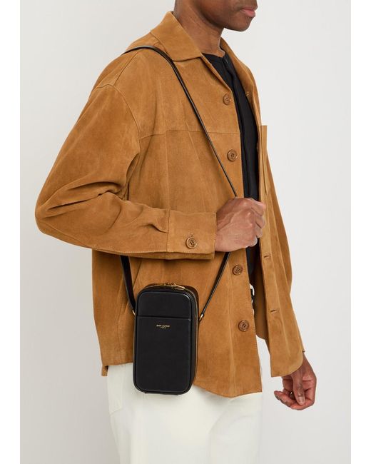 Saint Laurent Black Dailycase Logo Leather Cross-Body Bag for men