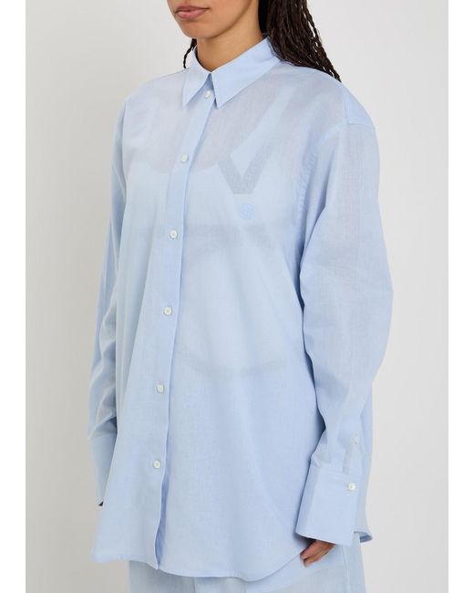 Totême Blue Cotton And Linen-Blend Shirt