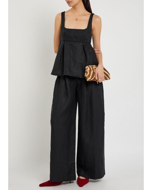 Faithfull The Brand Black Ellie Linen Top