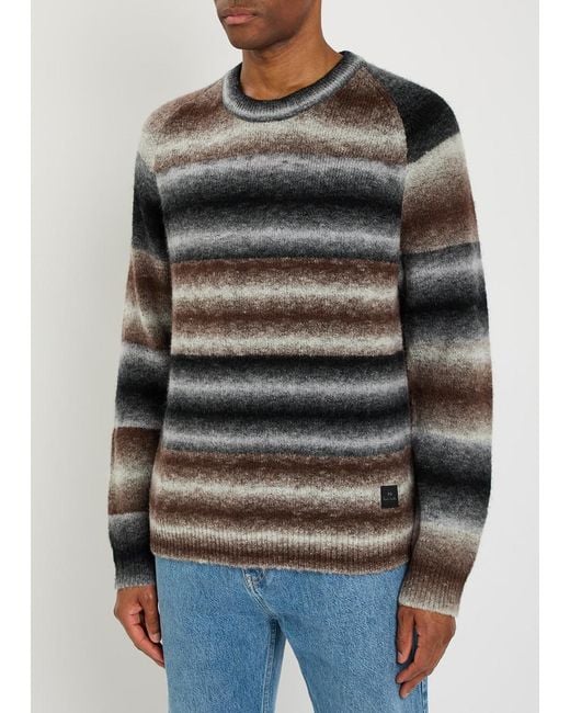 Paul Smith Gray Striped Merino Wool-Blend Jumper for men