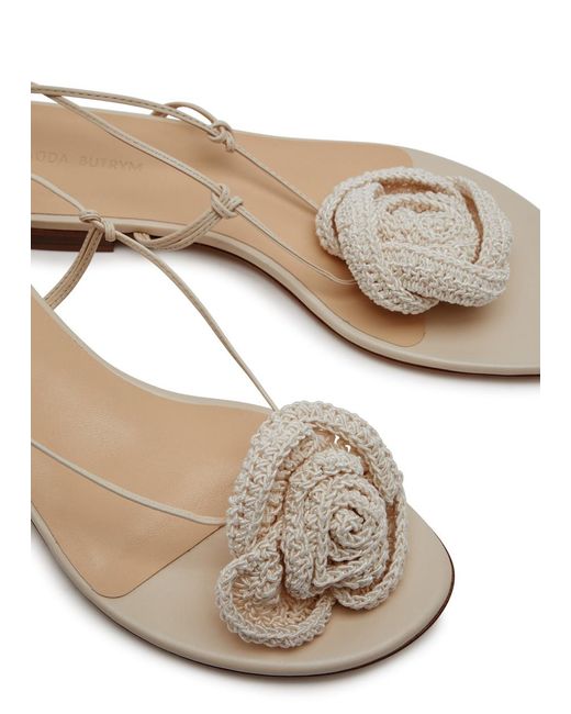 Magda Butrym White Flower-embellished Leather Sandals