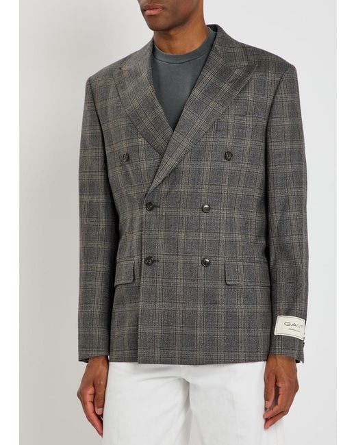 Gant Gray Checked Wool Blazer for men