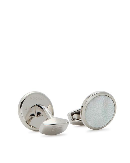 Tateossian Metallic Engraved Mother Of Pearl Cufflinks for men