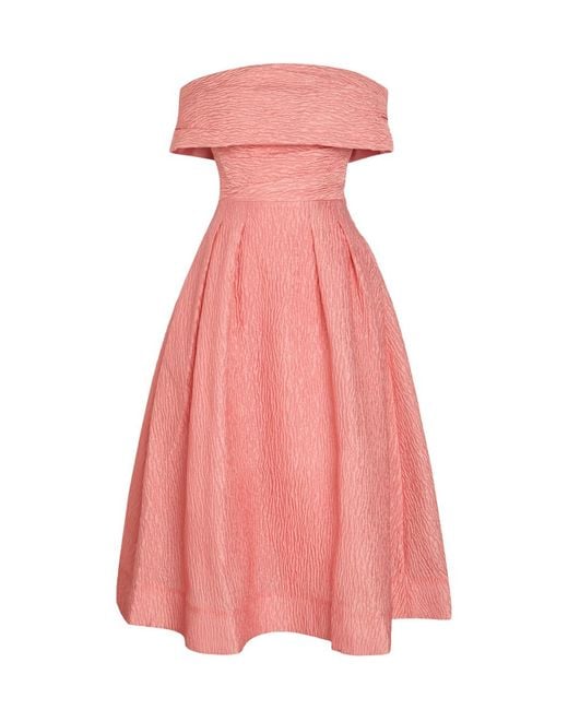 Rebecca Vallance Pink Adalyn Off-The-Shoulder Cloqué Midi Dress