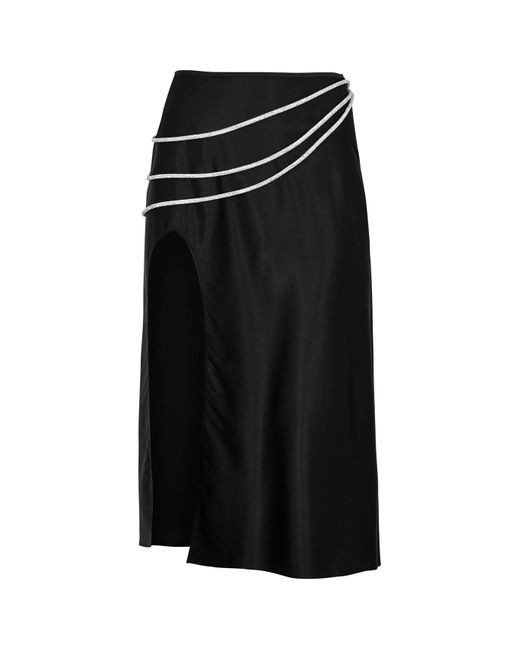 Nue Studio Black Laetitia Stretch-Silk Satin Midi Skirt