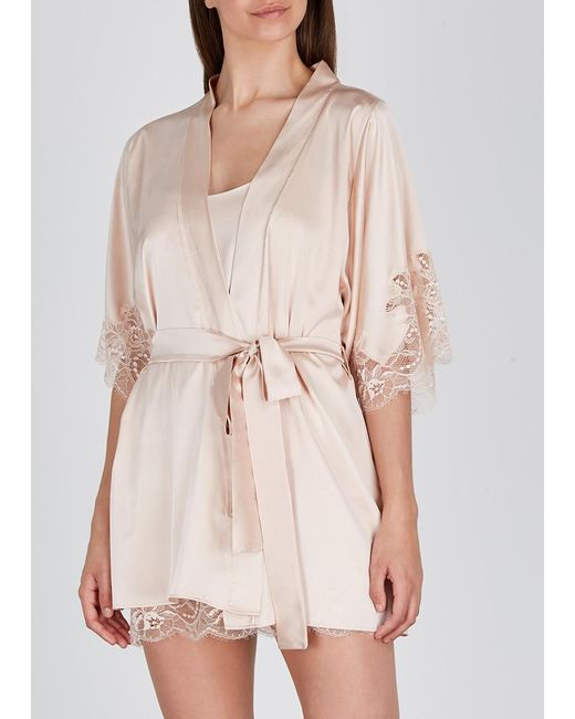 Fleur Of England Pink Signature Silk-Blend Robe