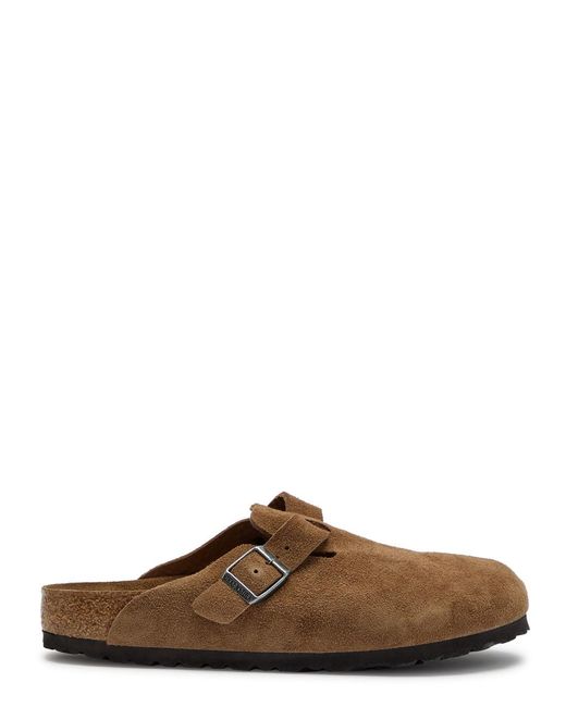 Birkenstock Brown Boston Brushed Suede Clogs for men