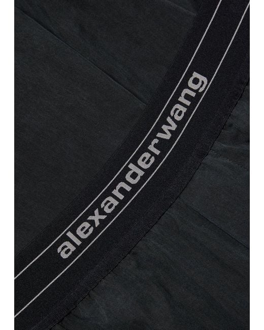Alexander Wang Blue Logo Gathered Wide-Leg Trousers