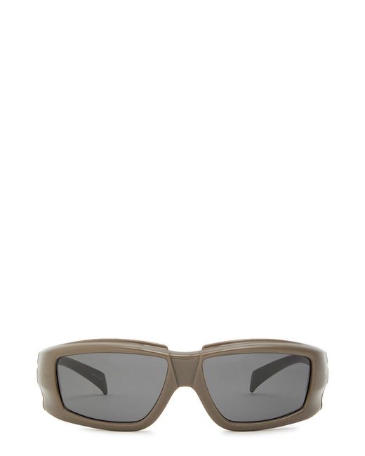 Rick Owens Gray Documenta Rectangle-Frame Sunglasses