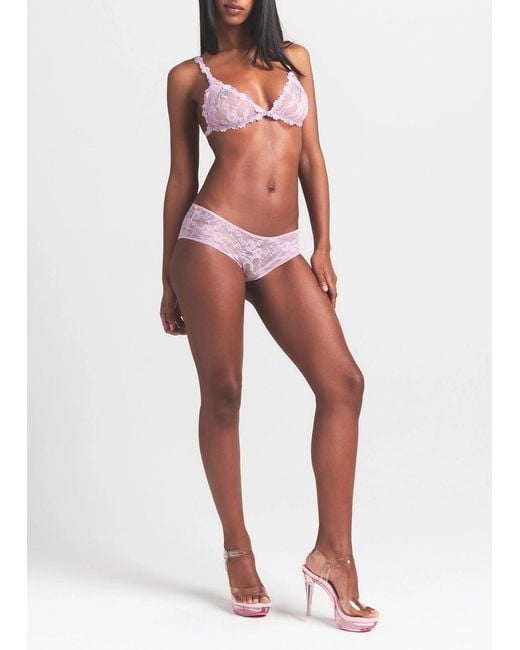 Skims Pink Stretch-Lace Triangle Bralette