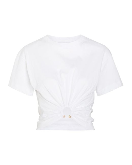 Rabanne White Gathered Cotton T-Shirt