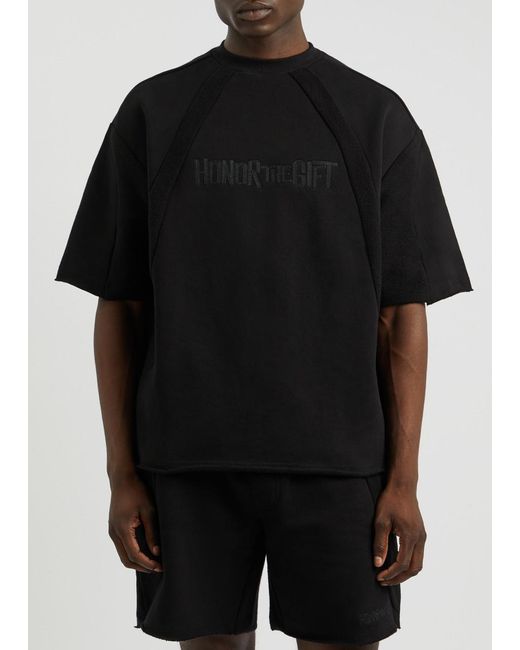 Honor The Gift Black Logo Panelled Cotton T-Shirt for men