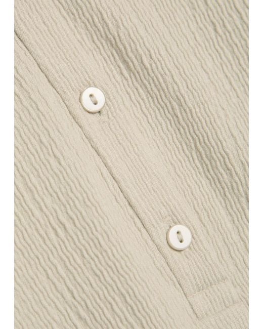 Eileen Fisher Natural Henley Textured Cotton-Blend Polo Shirt