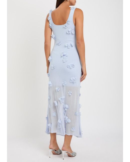 Jonathan Simkhai White Ivi Floral-Appliquéd Fine-Knit Midi Dress
