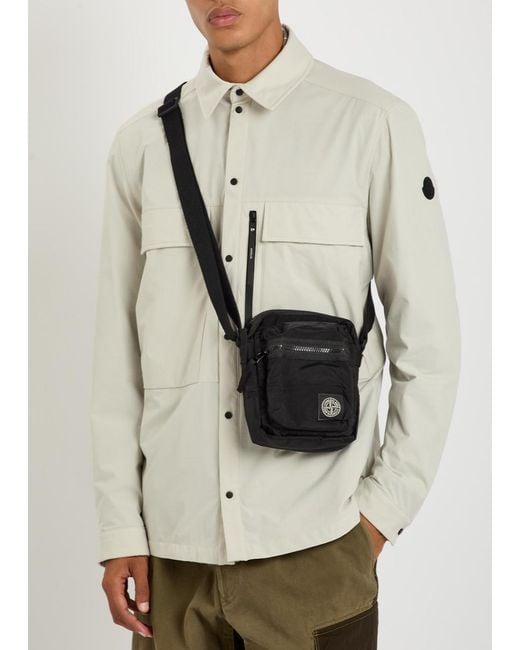 Stone Island Black Logo-Appliquéd Nylon Pouch Bag for men