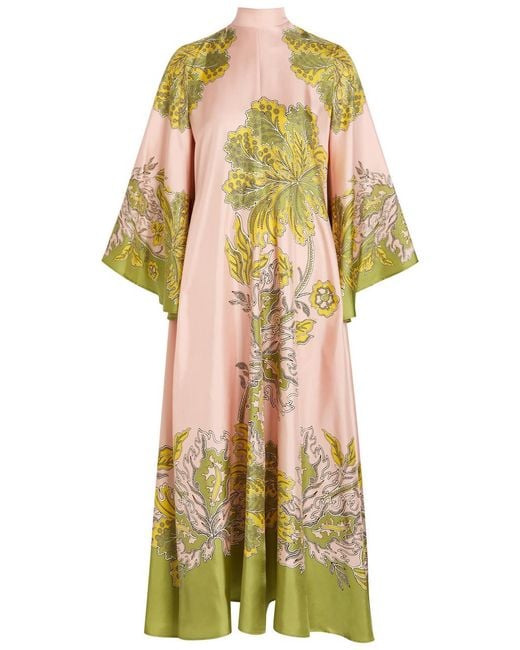 LaDoubleJ Yellow Magnifico Printed Silk Maxi Dress