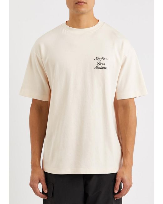 Drole de Monsieur White Nfpm Embroidered Cotton T-shirt for men