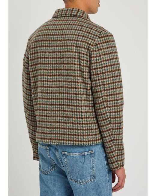 Won Hundred Brown Dutton Houndstooth Brushed Wool-Blend Jacket for men