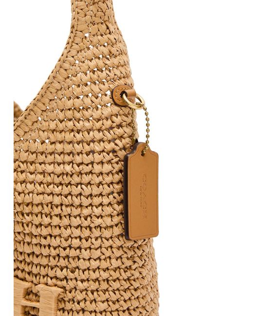 COACH Brown Brooklyn 28 Raffia Shoulder Bag