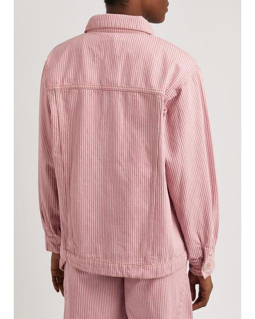 Damson Madder Pink Frilly Striped Denim Jacket