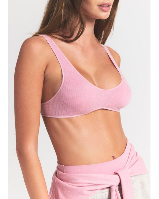 Skims Pink Ribbed Wool-Blend Bralette