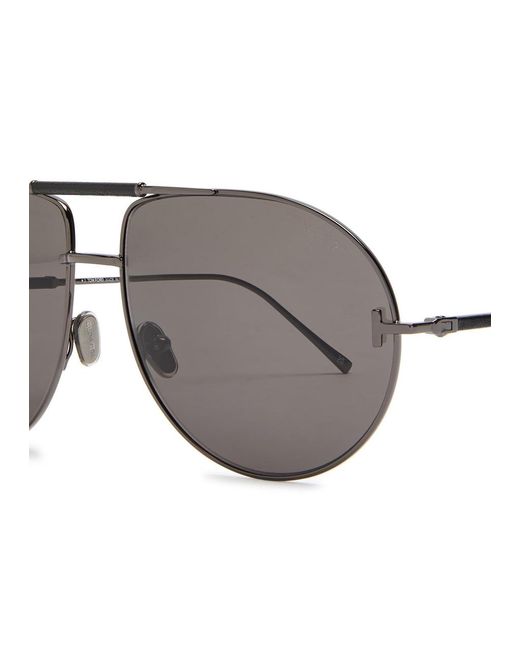 Tom Ford Gray Aviator-Style Sunglasses