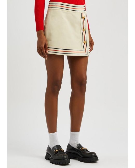 Gucci Natural Striped Cotton-blend Mini Skirt