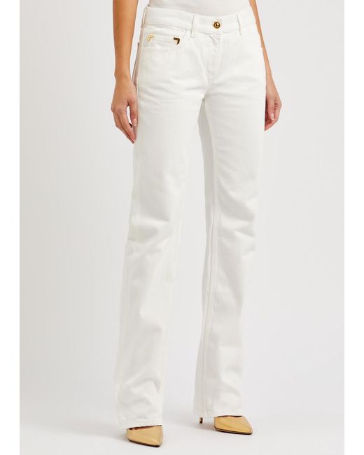 Palm Angels White Logo-embossed Straight-leg Jeans