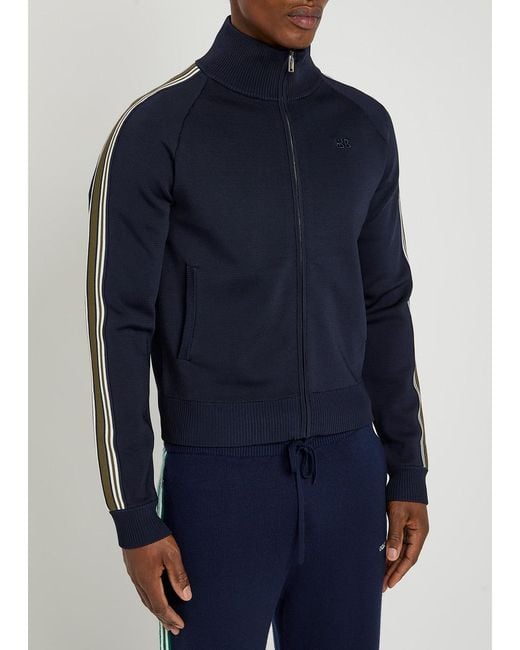 Wales Bonner Blue Fine-Knit Track Jacket for men