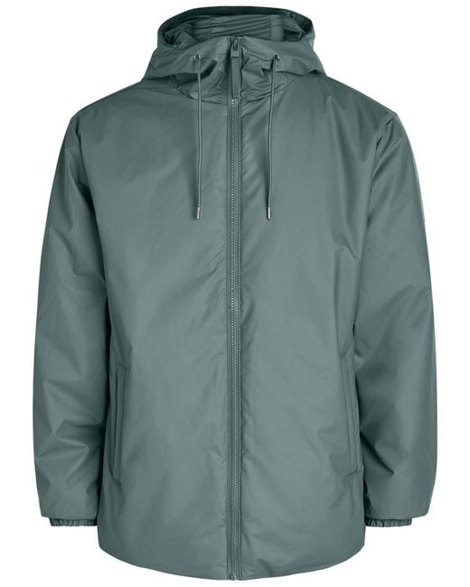 Rains Green Lohja Hooded Rubberised Jacket for men