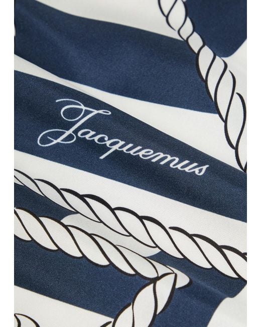 Jacquemus Blue Le Foulard Bateau Corde Printed Silk Scarf