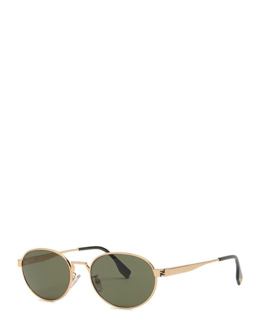 Fendi Green Oval-Frame Metal Sunglasses for men