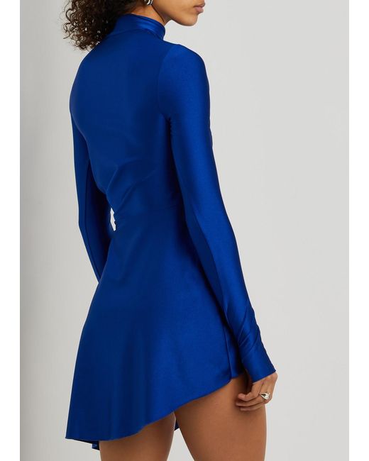 Coperni Blue Draped Stretch-jersey Mini Dress